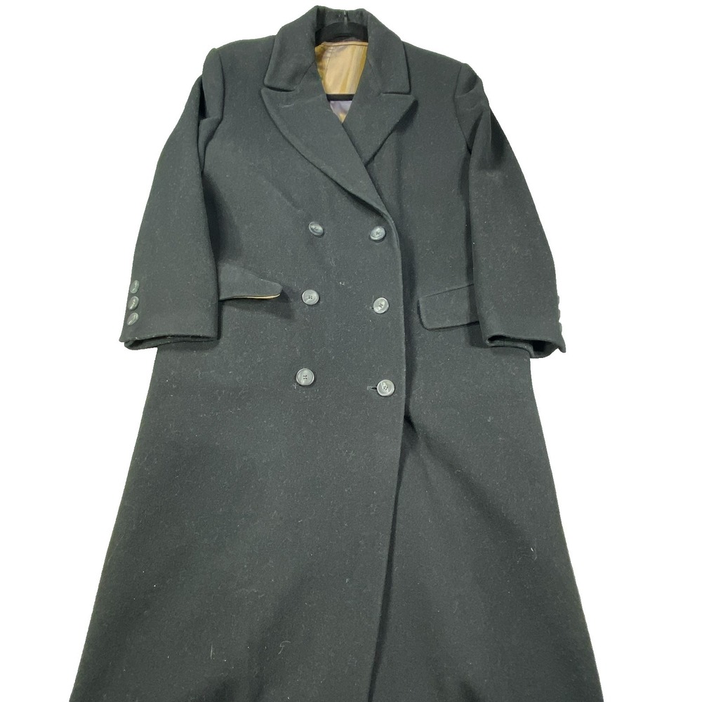 Vintage Wool Cashmere OverCoat Womens 10 Black Long Elegant Luxurious Jacket Y2K